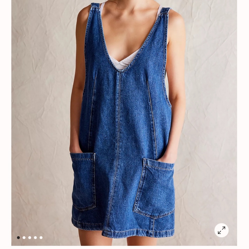 We The Free High Roller Shirtall denim overall dress